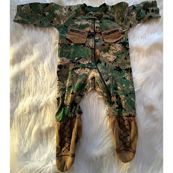 USMC Marines Tiny Trooper Camouflage Bodysuit One Piece Size 0-3 Months Soldier - Picture 1 of 8
